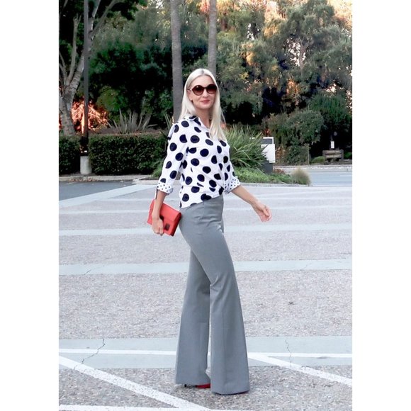 Chico's Pants Retro Wide Leg Work Career Casual Trousers Classic Grey M - Picture 1 of 13